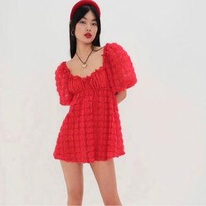 For Love & Lemons Hannah Mini Dress Red Roses